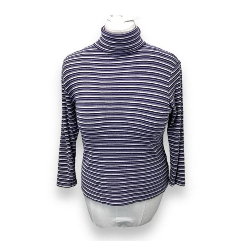 White Stag Stretch Women’s 3/4 Sleeve Purple Stripe Pullover Top M Y2K